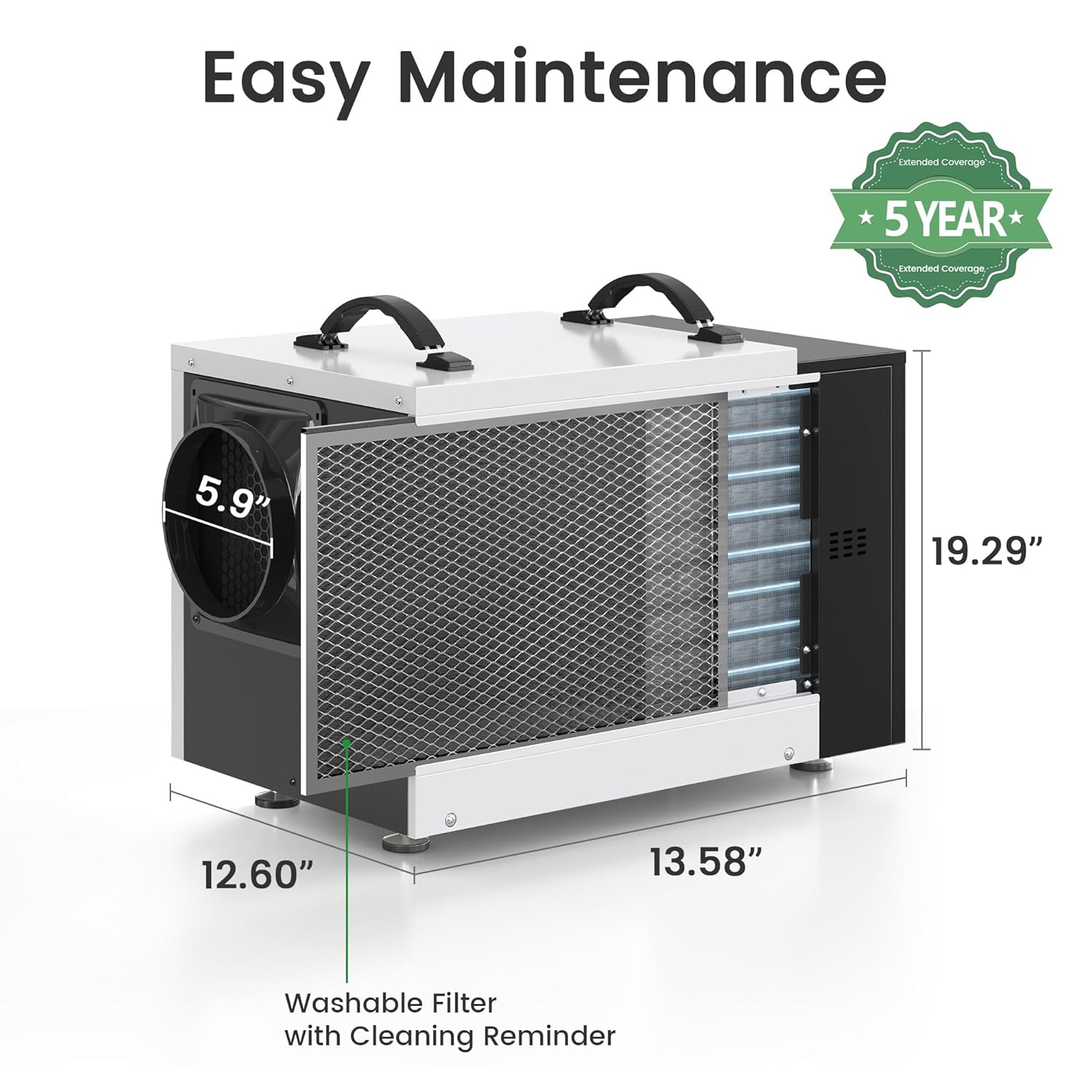 Waykar 125 Pint Dehumidifier - Smart Humidity Control for Basements & Crawl Spaces up to 6500 Sq Ft | Includes Pump & Drain Hose