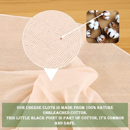 WMKGG 9 PCS Reusable Unbleached Cotton Cheese Cloth 20x20 Inch, Grade 100 Precut Cheesecloth for Straining Hemmed 4 Edges Fine Mesh Cotton for Cooking, Juicing, Cheese Making, Baking, Yogurt