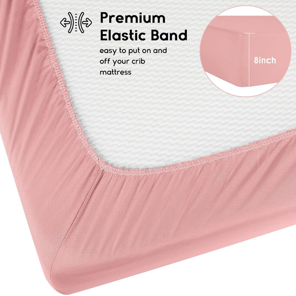 Yoofoss Fitted Baby Crib Sheets - Super Soft Microfiber 2-Pack for Standard Crib & Toddler Mattress | Pink & Butterflies 28x52x8in