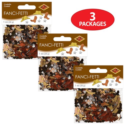 Beistle 3 Ounces Western Confetti - Hat, Stars, And Boots For Cowboy Themed Parties And Wild West Events