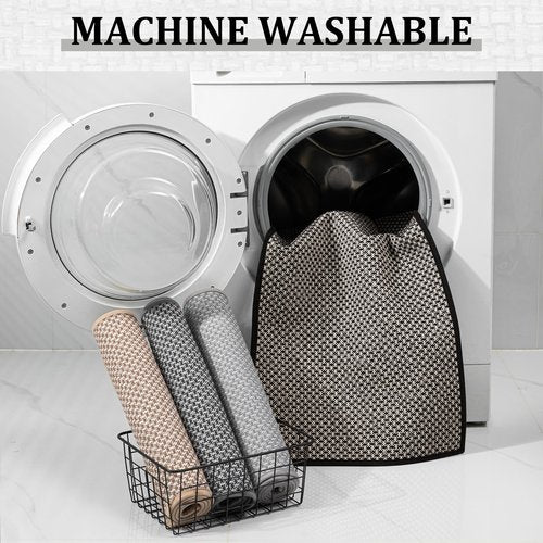YIHOUSE Thin Bath Mat Black Bathroom Rugs Sets 2 Pieces, Non Slip Absorbent Mats Quick Dry, Woven Rugs Washable, Tapetes para Baño for Bathroom Toilet,Bathtub(17"x24"+17"x32")