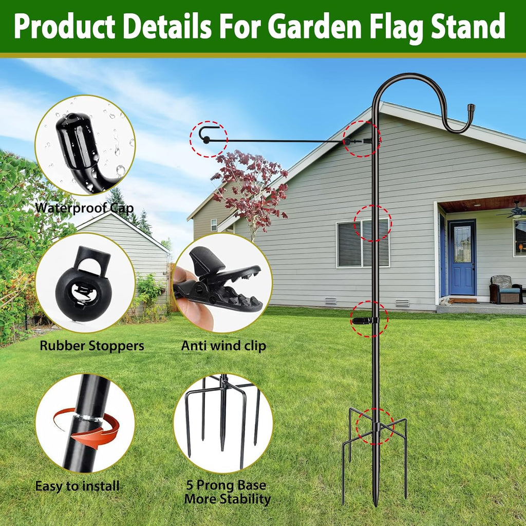 Skiennix 48" Heavy Duty Garden Flag Stand - Rust-Resistant Steel for 12x18 Yard Flags & More
