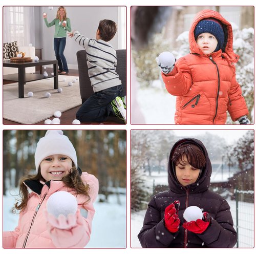 Fake Snowballs 50 Pcs,Snowballs for Kids Indoor,Snow Fight Balls,Soft Artificial Outdoor Snow Balls,Parent Child Throwing Game Christmas Decor Party Supplies,with 50pcs Christmas Stickers