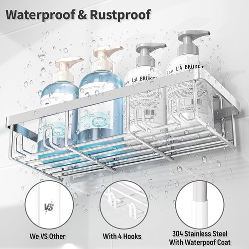 Liuoud Shower Caddy Organizer - 10 Pack Rustproof Stainless Steel Wall Storage Baskets | Silver