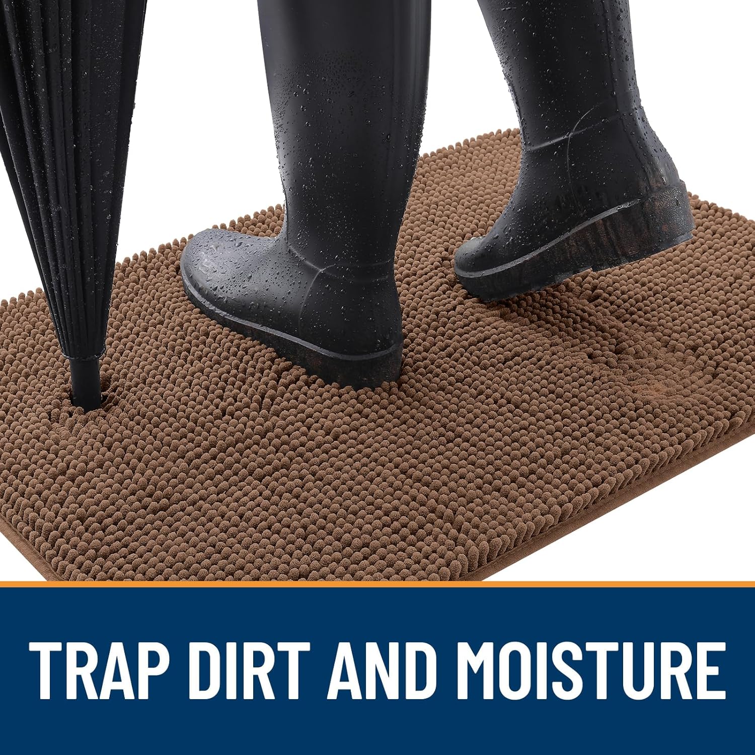 OLANLY Dog Door Mat - Absorbent Non-Slip Washable Chenille Mat for Muddy Paws | 44x32 Mocha Color