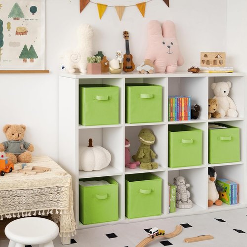 GRANNY SAYS Cube Storage Bins - 11-Inch Foldable Fabric Organizers with Handles | 6-Pack Light Green