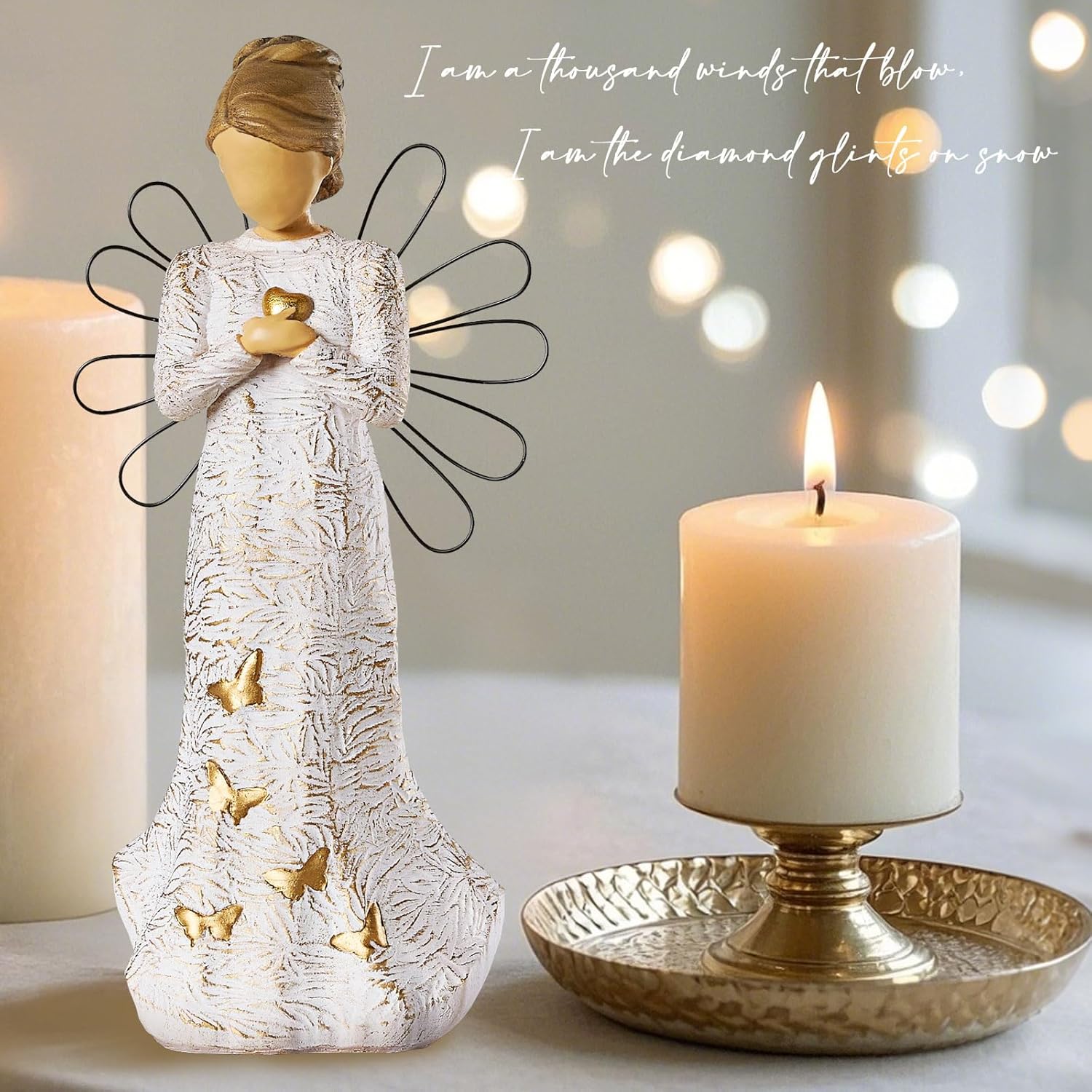 NAN ZAI NAN FANG Sympathy Angel Figurines - Hand-Painted Resin Statues for Loss of Loved Ones | Bereavement Gifts