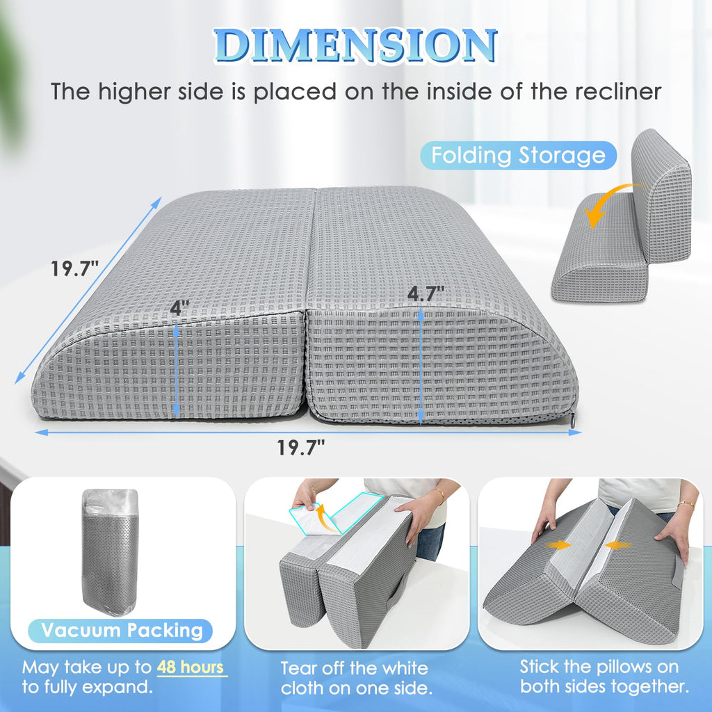 Recliner Chair Cushions For Elderly Long Sitting, Extra Large Cooling Seat Cushion Support For Couch, Armchair - Seniors Chair Thick Foam Pad With Non-slip Base For Tailbone Pressure Relief Pain