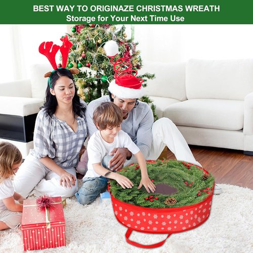 Christmas Wreath Storage Container | 30-Inch Organizer Bag with Durable Handles - Holiday Wreath Storage - 1 Pack