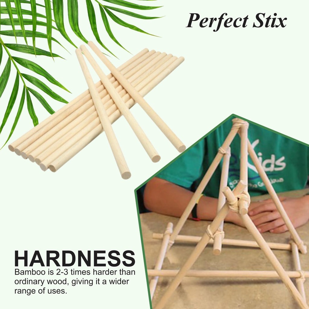 Perfect Stix- 16" x 1/4" Strong and Sturdy Bamboo/Craft/and DIY Project Dowels - Pack of 50ct