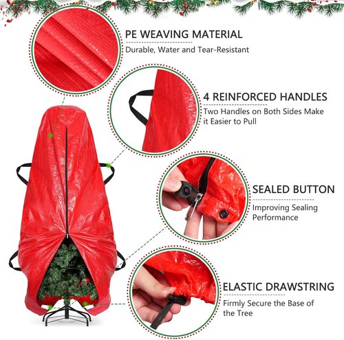 BALEINE Christmas Tree Storage Bag - 9 Ft Tear-Resistant PE Material with 4 Reinforced Handles | Green