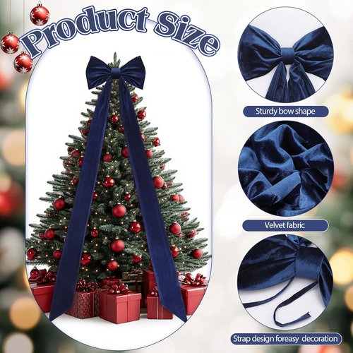 Canlierr Giant Wall Bow Decoration - 90x18 Inch Oversized Velvet Bow for Party & Wedding Decor | Navy Blue