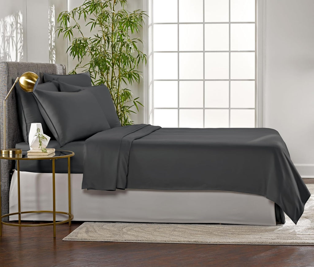 Pure Bamboo King Sheets - Luxuriously Soft & Cooling 100% Organic Viscose Bed Sheet Set | Charcoal, 2-Year Quality Promise