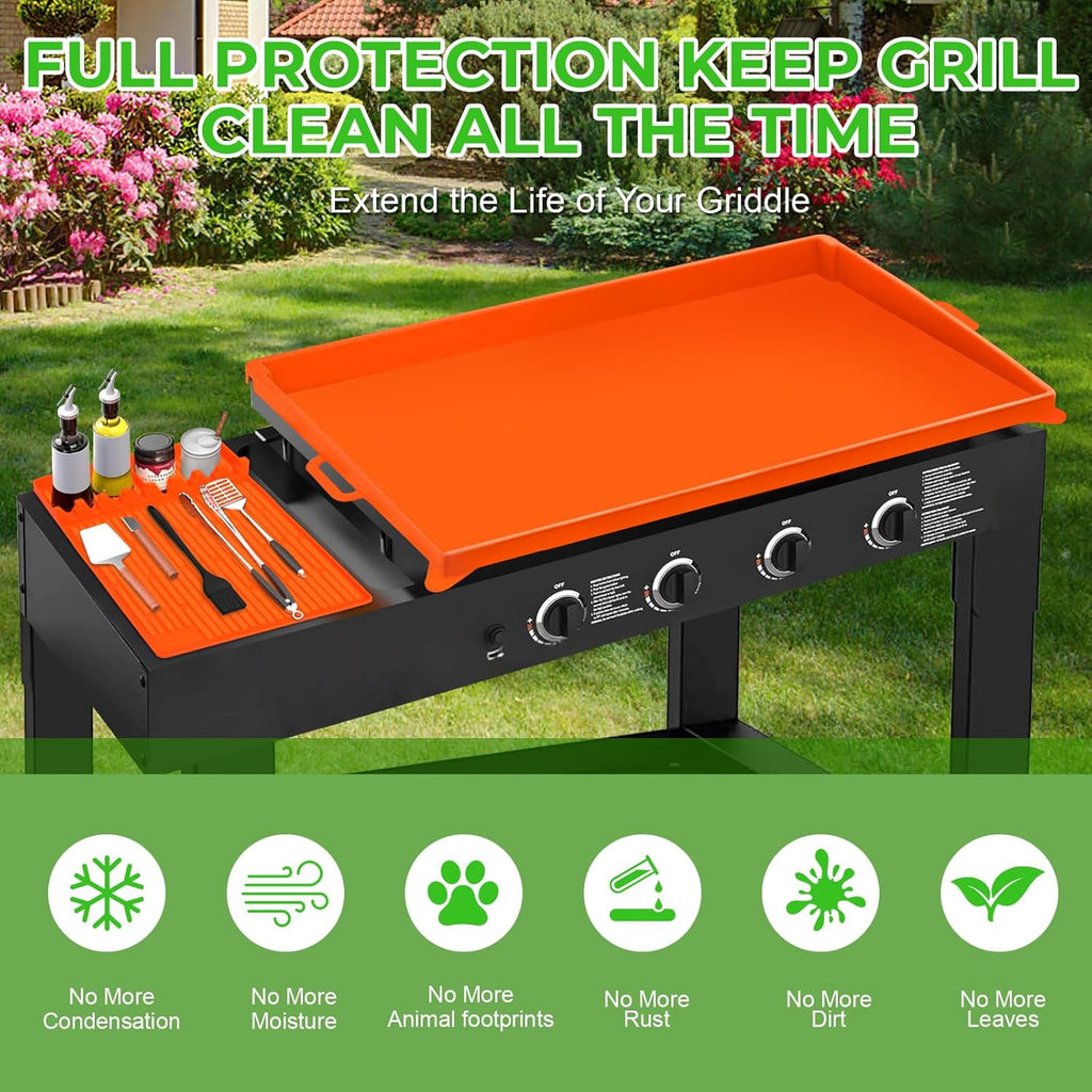 Blackstone 36" Silicone Griddle Mat - Food Grade Grill Cover with Spatula & Grease Cup Liner | Set of 3