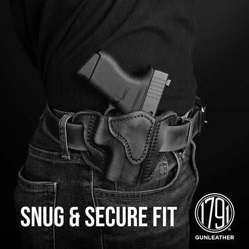 1791 Gunleather Glock 43 Holster, Right Hand OWB G43 Leather Gun Holster for Belts. Fits Glock 43 and Ruger LC9 & Ruger SR22