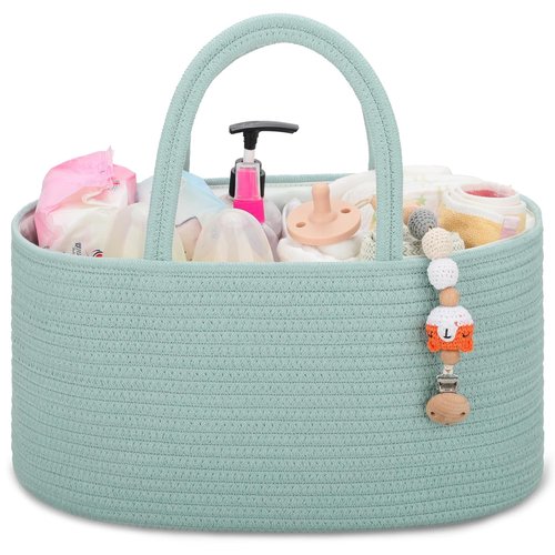 COMSE Baby Diaper Caddy Organizer - Portable Tote with Divider for Easy Diaper Changes | Light Green