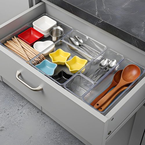 16 Pack Drawer Organizers by [Brand Name] - Versatile Acrylic Storage Bins for Kitchen, Office & Bathroom - Clear