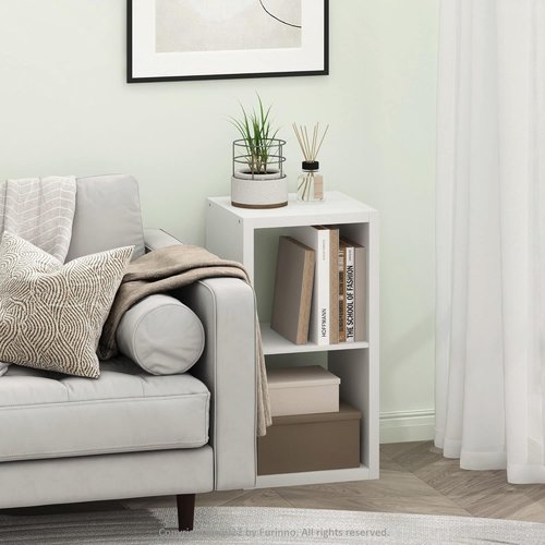 Furinno Decorative Cube Storage Organizer - Open Back Design, 2-Tier, White Finish