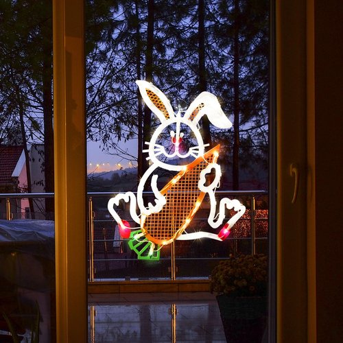 LAMPHOME 17 Inch Lighted Easter Bunny Rabbit Spring Window Silhouette