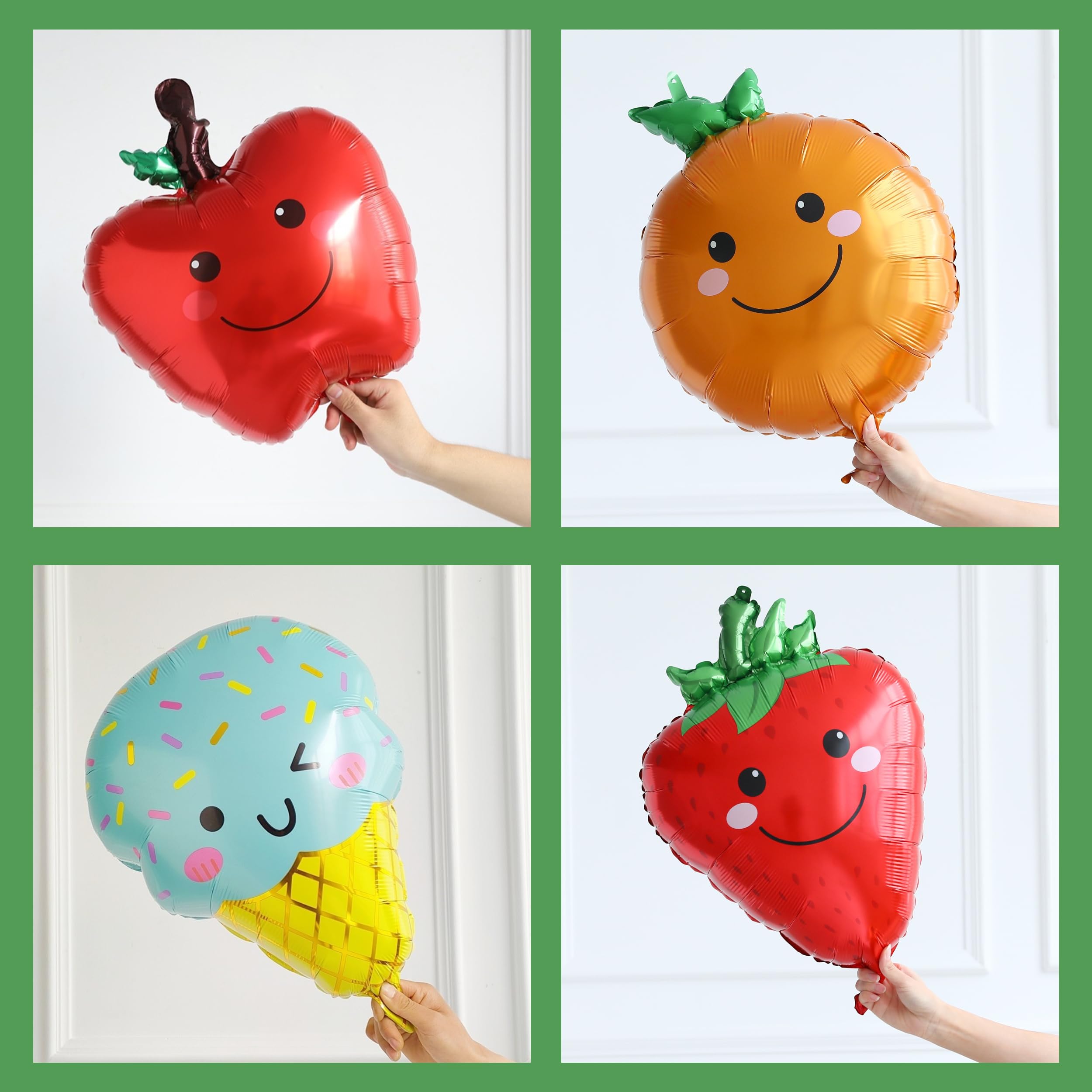 Hungry One Caterpillar Balloon Garland Kit, 164pcs Green Caterpillar Shaped Balloons with Fruit Foil Balloons for First Birthday Decorations Picture Book Story Theme Party Summer Baby Shower Supplies