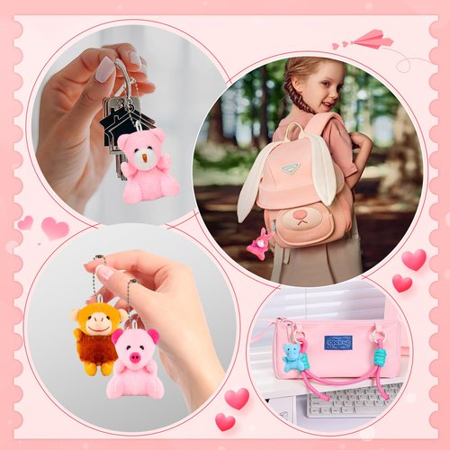 Valentines Day Gifts for Kids, 28 Pack Valentines Cards with Animals Plush Toys, Mini Stuffed Animal Keychain Bulk for Classroom Exchange School Prizes Valentine's Party Favor for Toddlers Boys Girls