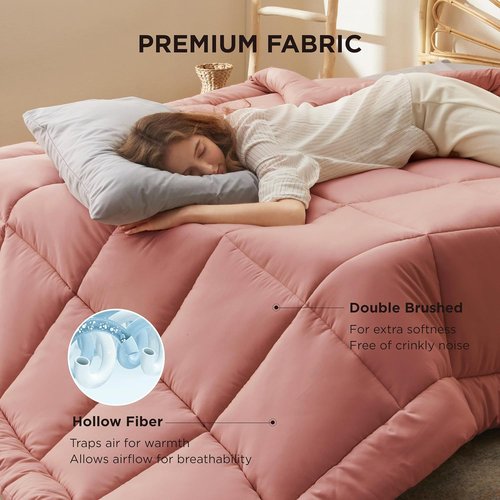 Bedsure Comforter Duvet Insert - All-Season Quilted Down Alternative Bedding, Dusty Pink, Full Size 86 x 82 Inches
