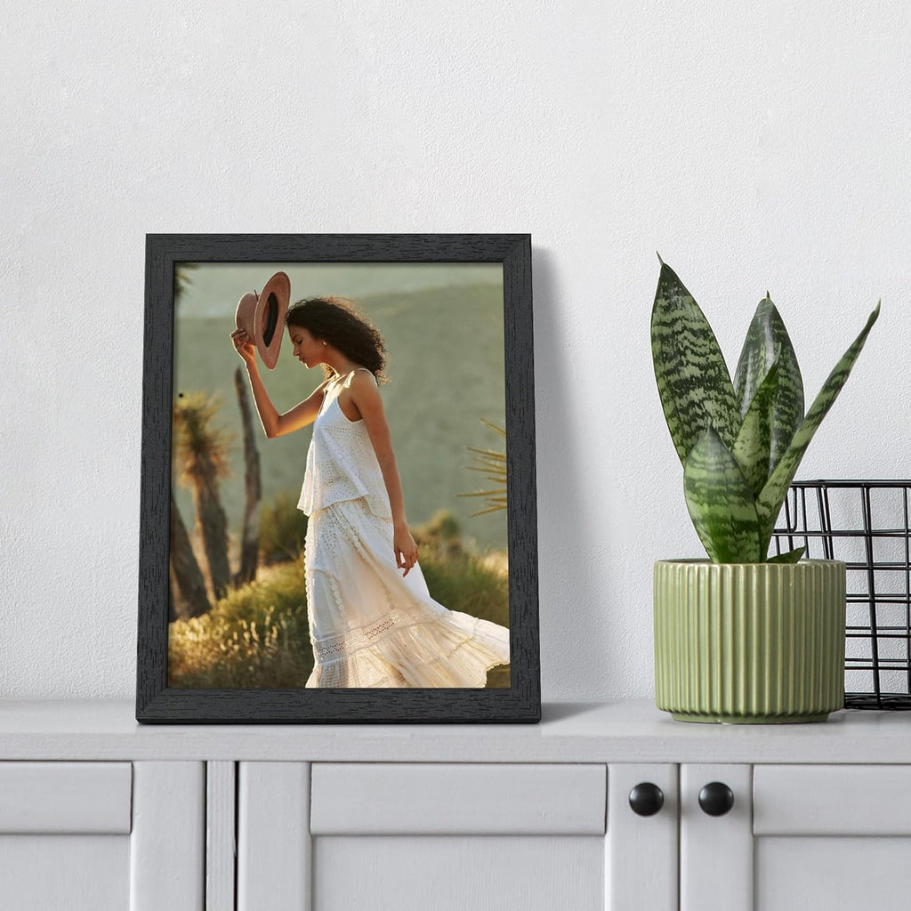 Upsimples 8x10 Picture Frame - Stylish Wall Gallery Frame in Black | Durable Engineered Wood