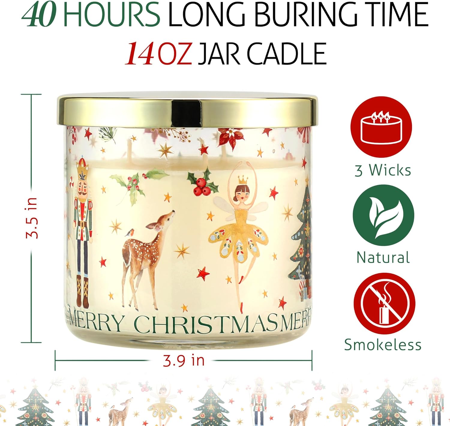 Regine Switzerland Pine Scented Christmas Candle - 14oz Nutcracker Ballet Design Gift