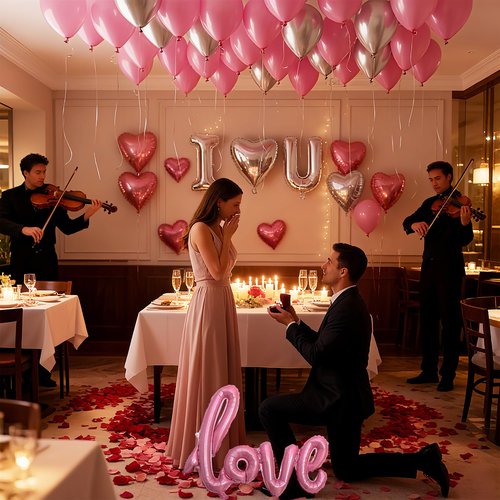 32 Inch I Love You Balloons Pink Silver Balloon with Heart Shaped, Love Foil Balloons and 1000 Pieces Pink Rose Petals for Anniversary Valentine's Day Proposals Romantic Decoration Kit