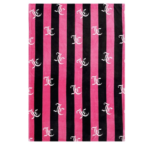 Juicy Couture Cabana Plush Hot Pink Striped 50"X70" Fuzzy Throw Blanket - Luxurious Microfiber Plush Blanket for Ultimate Comfort and Cozy Warmth