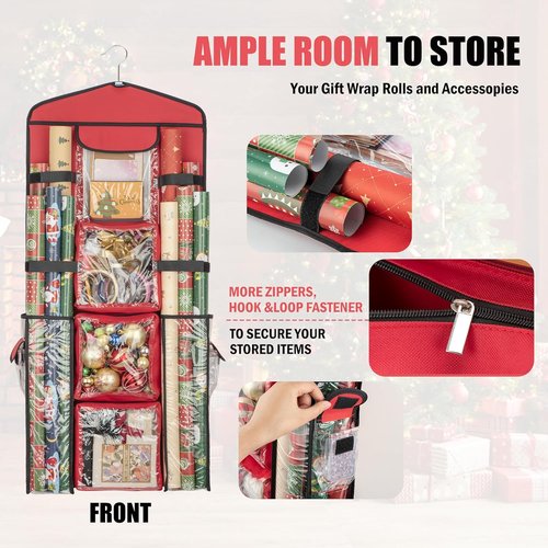 EXLIFBAG Gift Wrap Organizer - Double-Sided Hanging Storage for Wrapping Paper & Gift Bags
