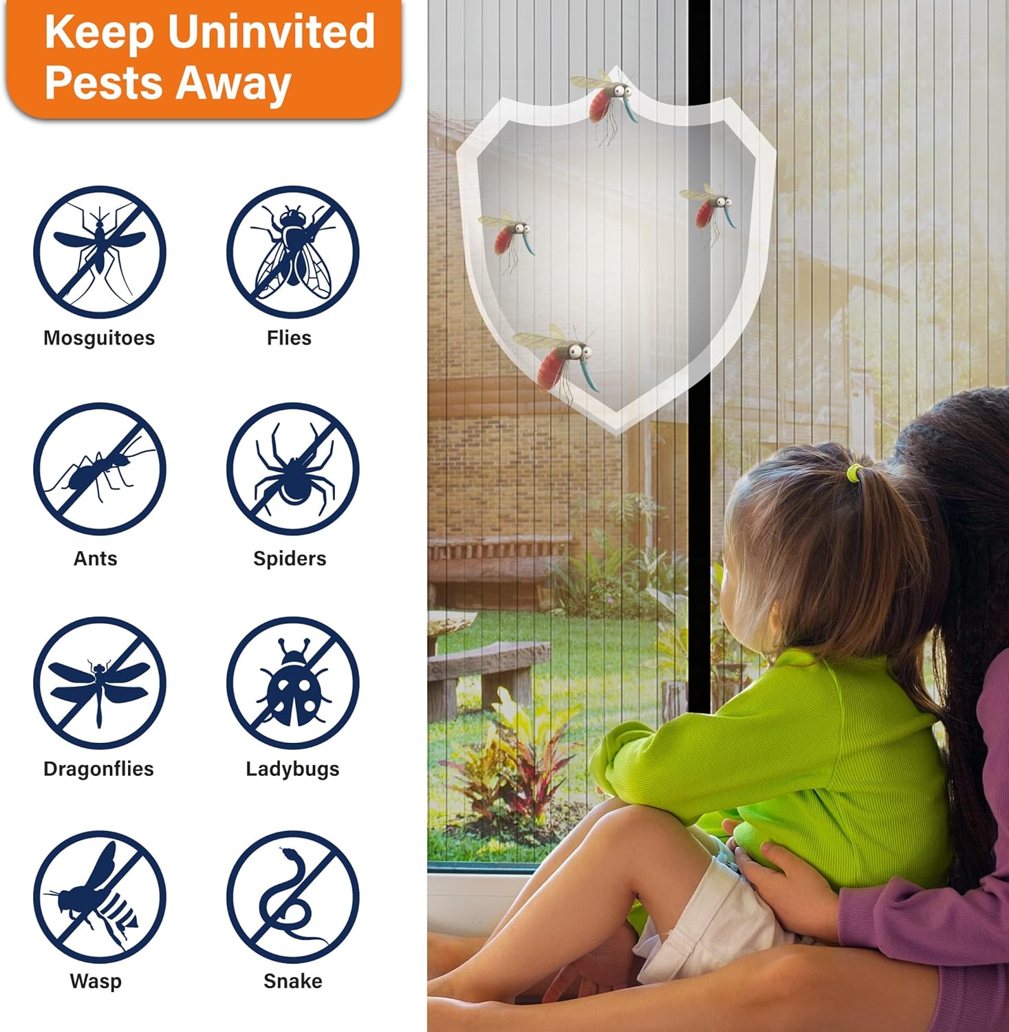 Mesh Screen with Magnetic Closure by [Brand Name] - Heavy Duty Bug Barrier for Doors | Pet & Kid Friendly (38 x 82 Inch)