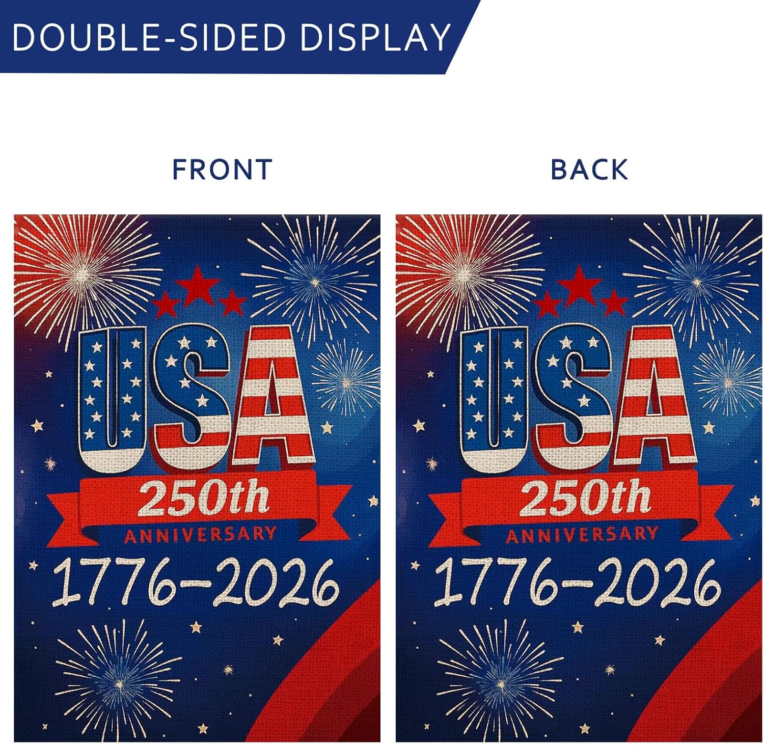 250th Anniversary USA Garden Flag - Double-Sided Waterproof Design | Patriotic 4th of July Decor 12x18 Inch