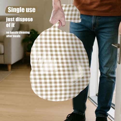 Hallswl 3pcs Khkai Gingham Tablecloth,Brown Beige Checkered Tablecloths Buffalo Plaid Disposable Plastic Table Covers for Birthday Baby Shower Bridal Wedding Birthday Party Decorations,54X108inch