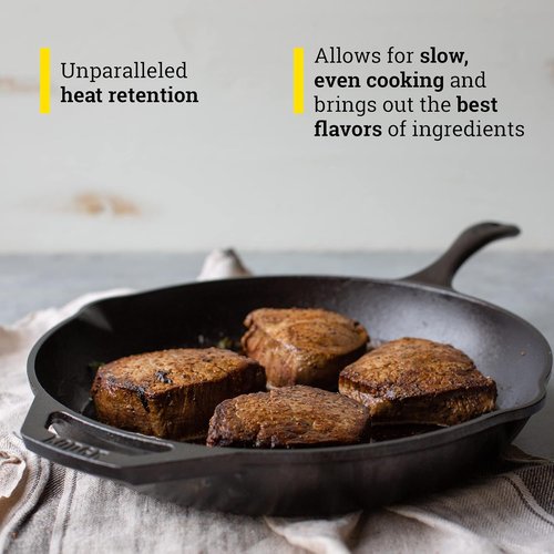 Lodge 12" Cast Iron Skillet - Chef Collection - Ergonomic Handles for Perfect Searing - Durable Cookware