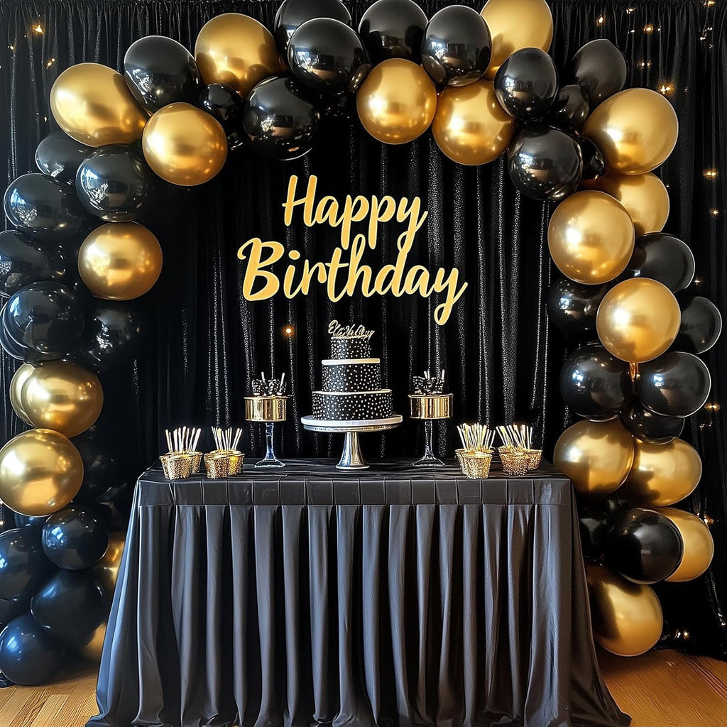RUBFAC Gold Balloons - 129-Piece Metallic Balloon Garland Kit for Graduation, Wedding, & Birthday Decor