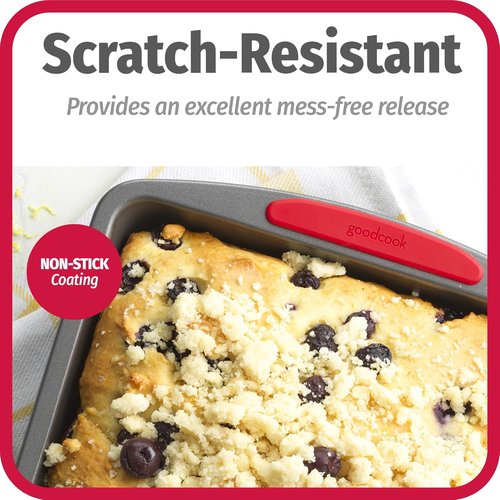 GoodCook MegaGrip Baking Pan - Non-Stick Heavy-Gauge Steel with Silicone Grip Handles | 8x8-Inch for Cakes & Brownies