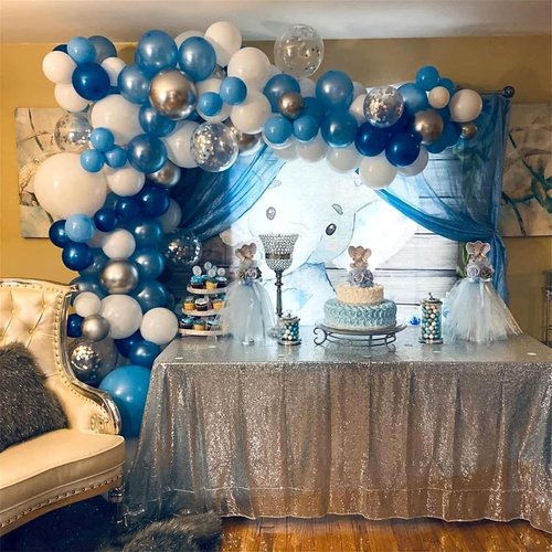 Blue & Silver Balloons by [Brand Name] - 60 Pcs Metallic Confetti Helium Latex for Parties & Celebrations