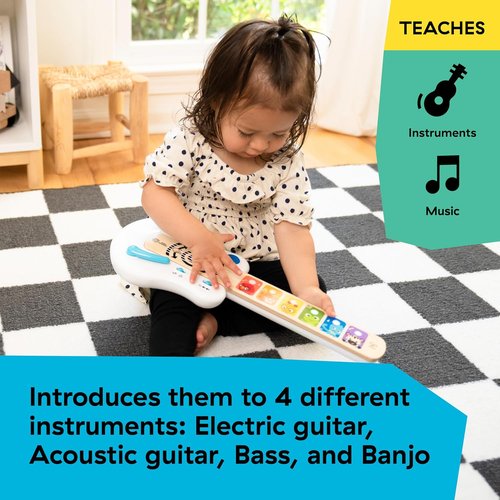 Baby Einstein Strum Along Songs Wooden Toy Guitar - Montessori Musical Learning Toy with Lights, 12mo+