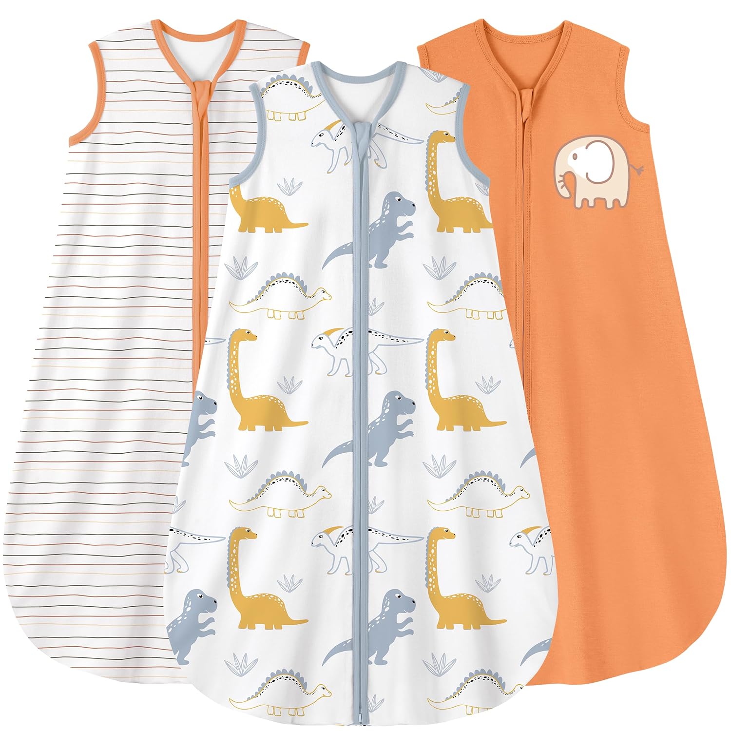 Yoofoss Baby Sleep Sack | 100% Organic Cotton Wearable Blanket for 6-12 Months | 2-Way Zipper, 3 Pack
