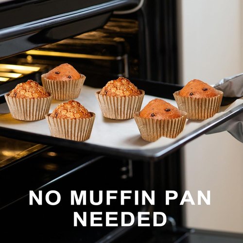 LotFancy 200pcs Heavy-Duty Natural Cupcake Liners - Grease-Resistant Muffin Baking Cups