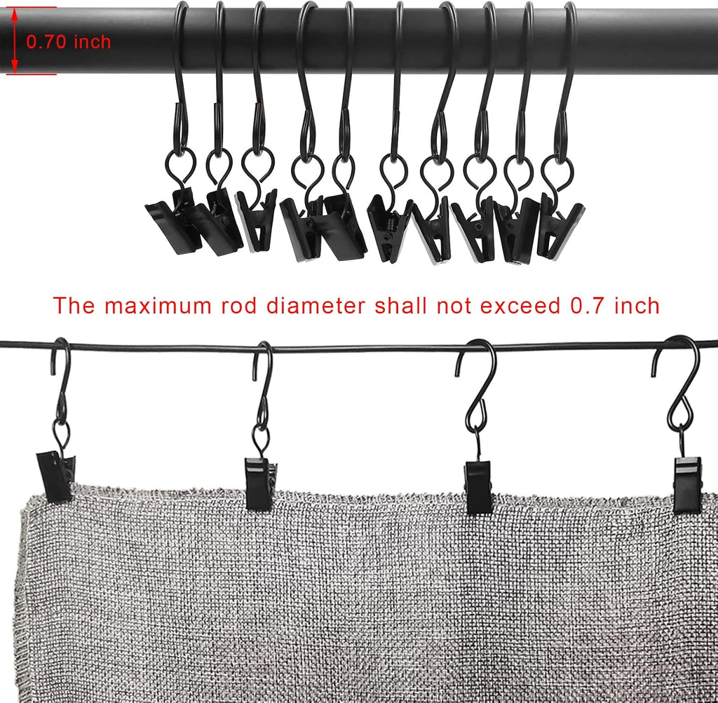 Skiennix Stainless Steel S Hooks - 50 Pack Hanging Clips for Party Lights & Art Display | 3 Inch, Black