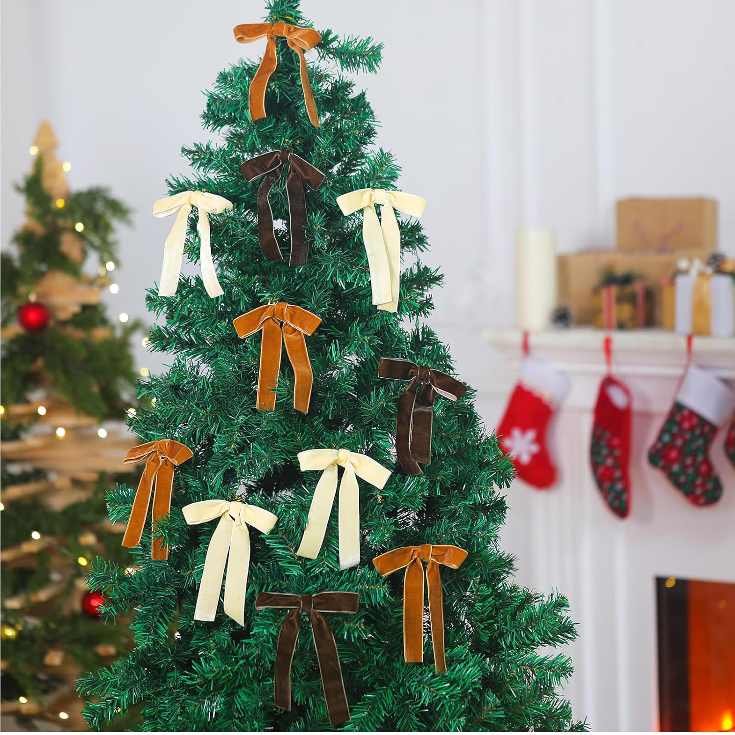 Regine Switzerland Velvet Bows - 24 Pcs Christmas Tree Ornaments | Coquette Wedding Decor (5 x 7 Inch)