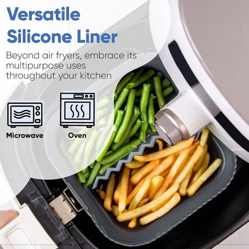 Chef's Path Silicone Air Fryer Liner - 8-Inch Reusable Inserts with Divider for Easy Cleaning