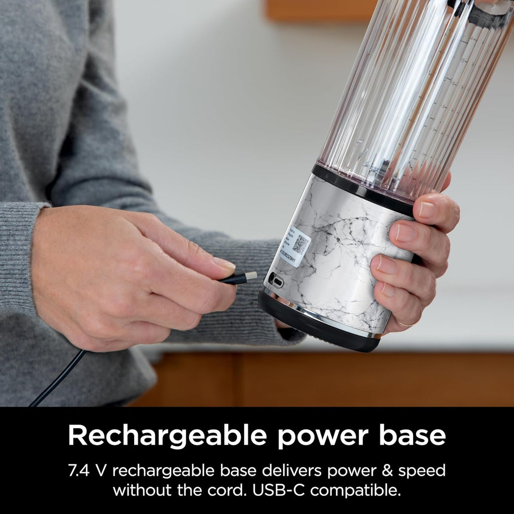 Ninja Blast Portable Blender - Cordless 18oz Personal Blender for Shakes & Smoothies | BPA Free, USB-C Rechargeable, Marble White