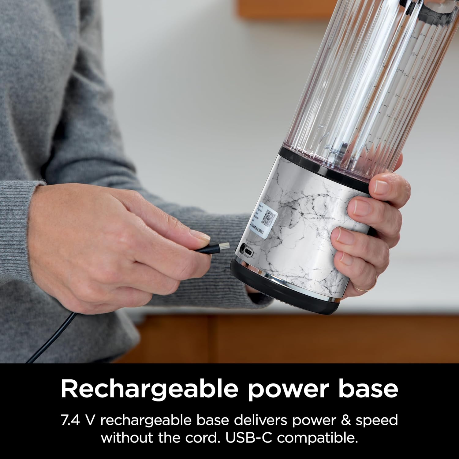 Ninja Blast Portable Blender - Cordless 18oz Personal Blender for Shakes & Smoothies | BPA Free, USB-C Rechargeable, Marble White