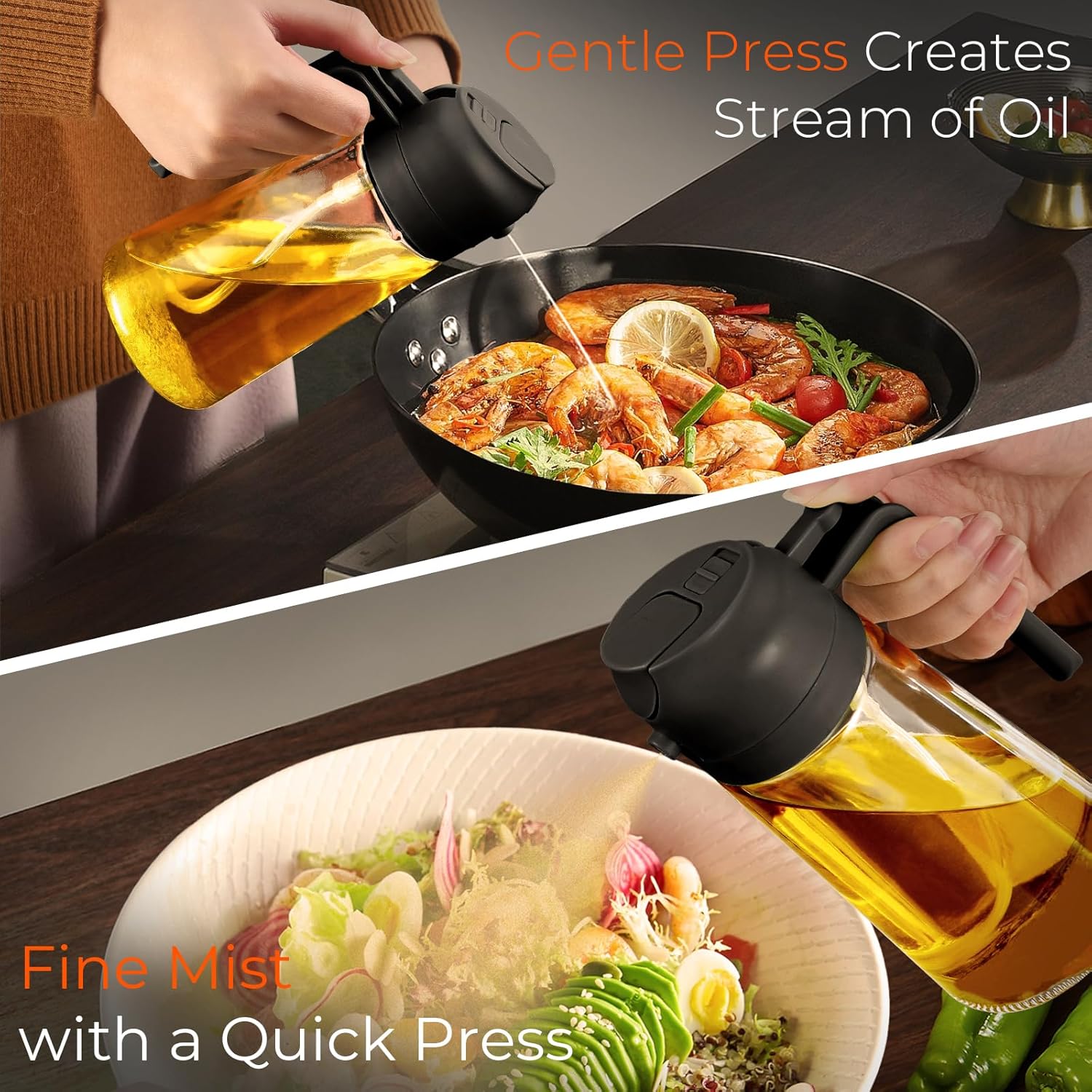 YARRAMATE Glass Olive Oil Sprayer Set - 4Pcs 16oz with Stickers & Non-Slip Mats | Perfect Kitchen Gift