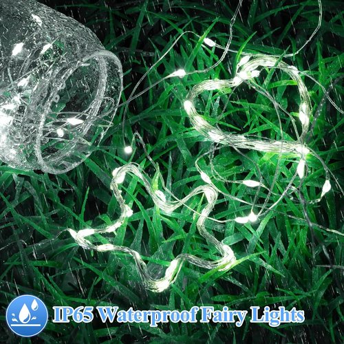 Lakumu Fairy Lights - 12-Pack Battery Operated 7FT Waterproof Silver Wire LED String Lights | Cool White for DIY Decor