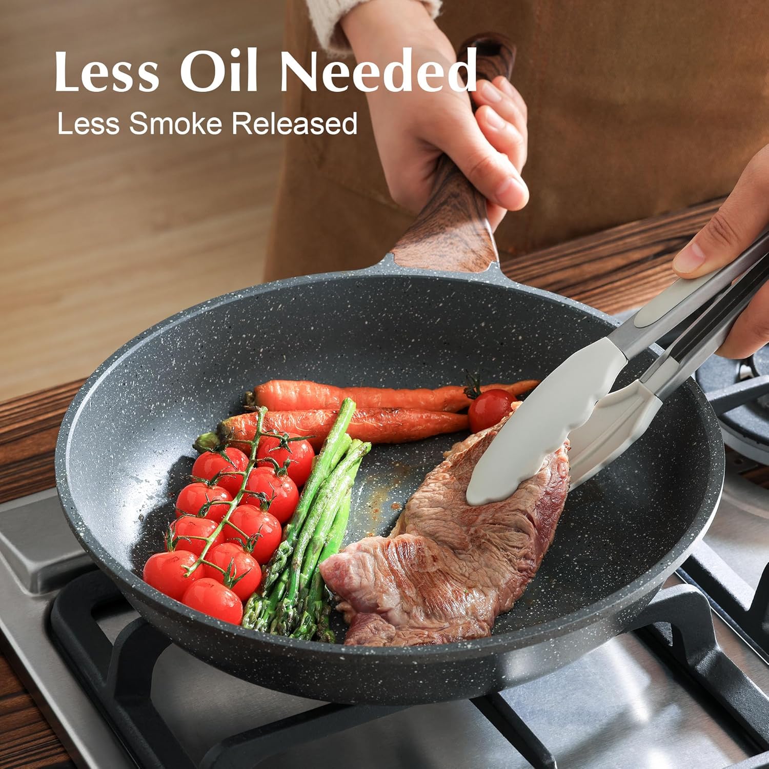 SENSARTE Nonstick Frying Pan - Healthy Omelet Skillet with Glass Lid | 8-Inch PFOA Free Cookware