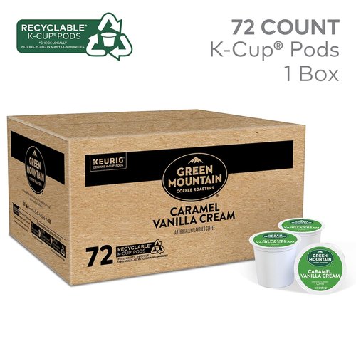Green Mountain Coffee Roasters K-Cup Pods - Caramel Vanilla Cream Light Roast Coffee, 72 Count